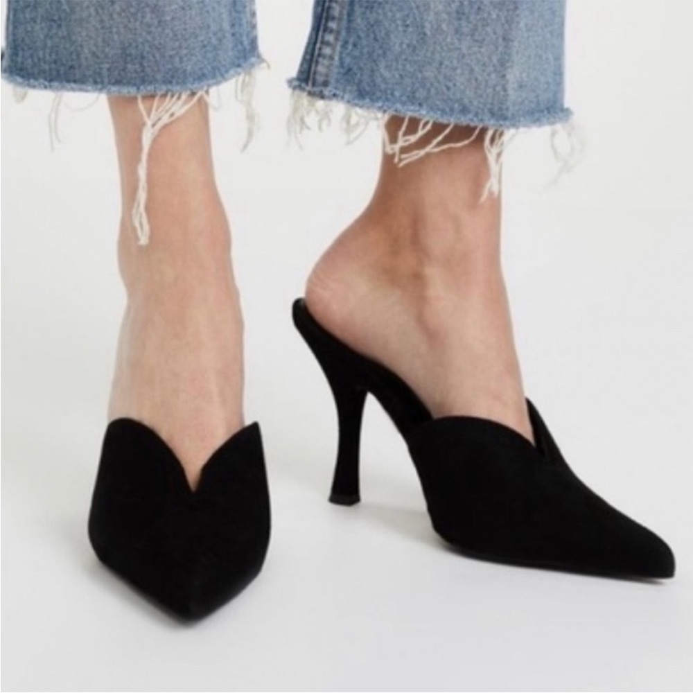 JEFFREY‎ CAMPBELL 7.5 Jodeci Patent Leather Pointed Toe Heeled Mule Black